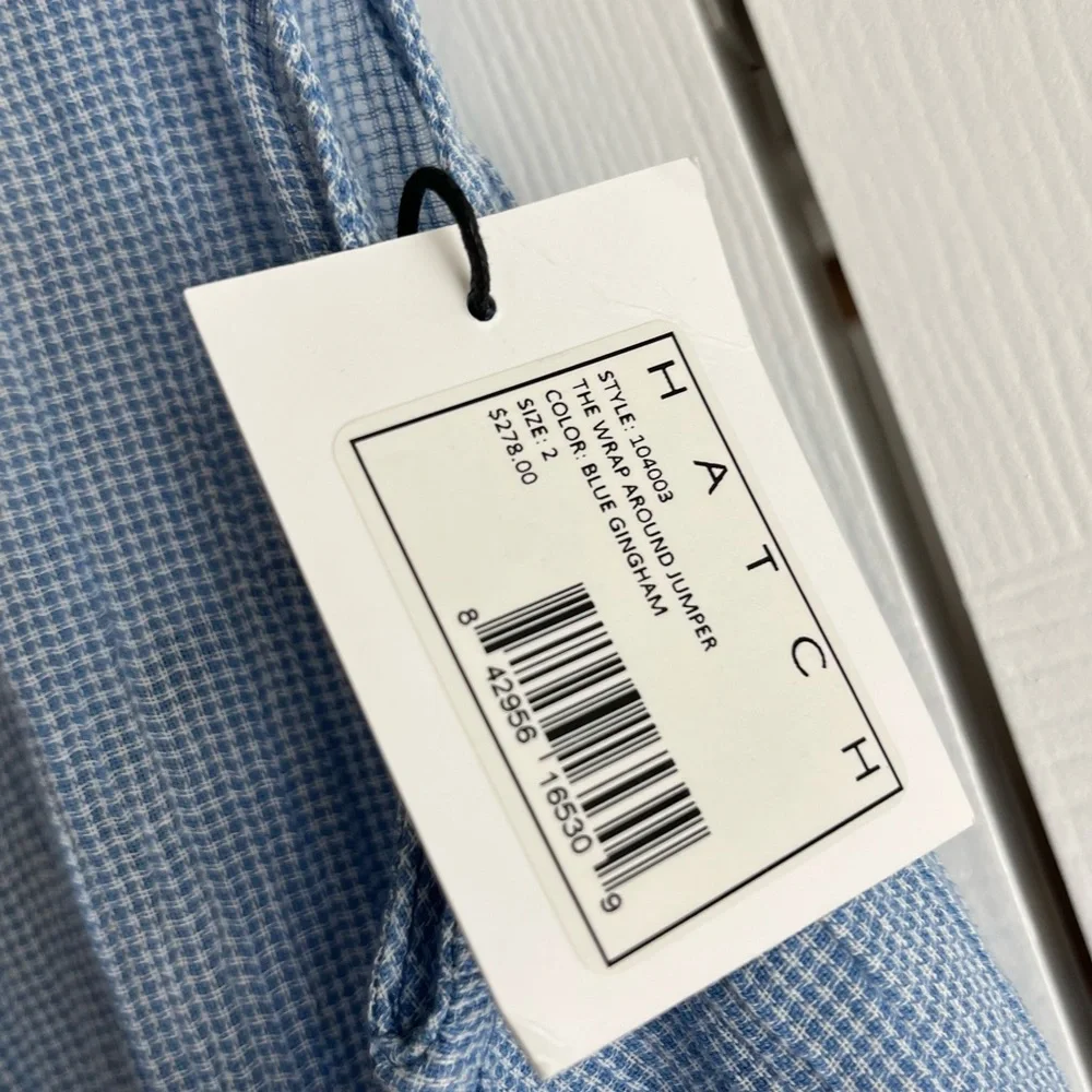 NWT HATCH Maternity The Wrap Around Jumpsuit Blue Gingham Size 2